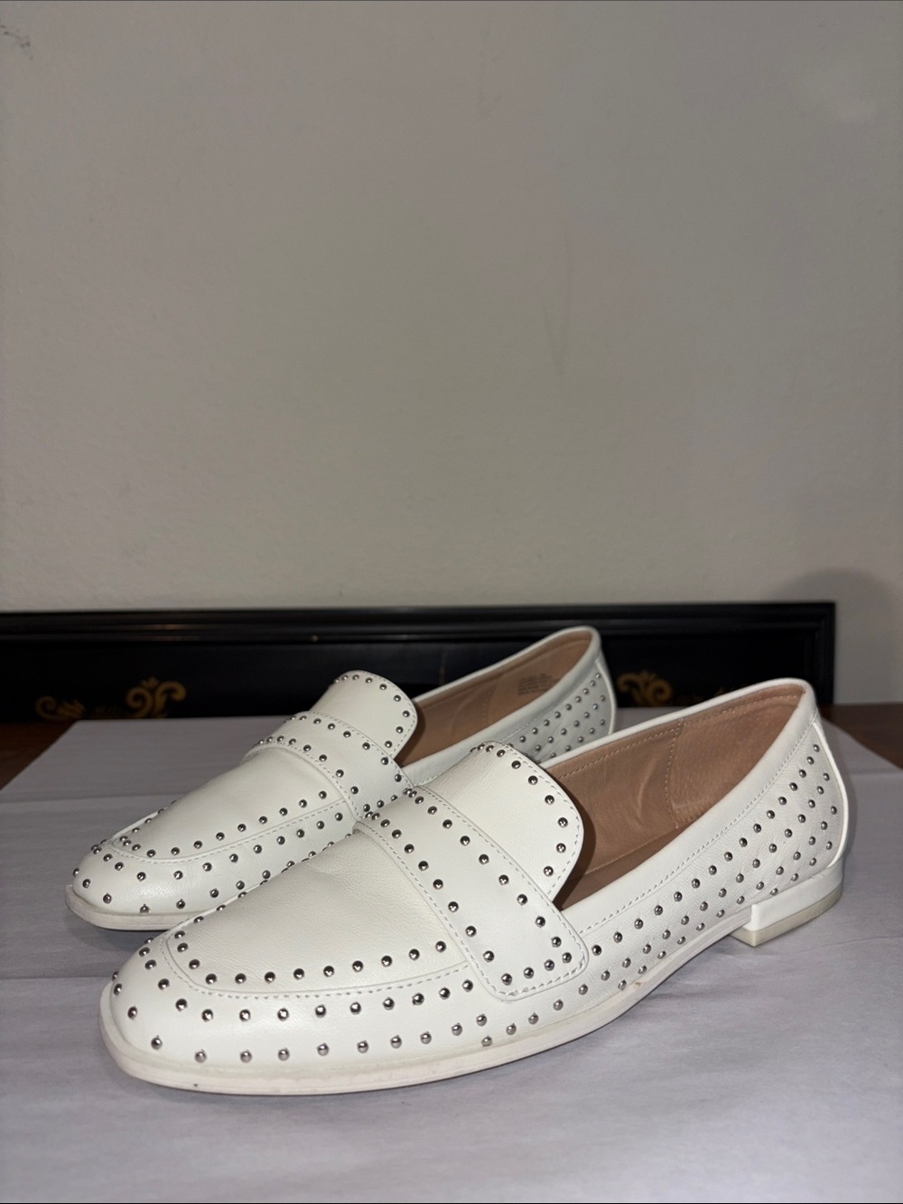 Chelsea & Violet White Loafers with Silver Studs worn once - Picture 4 of 6